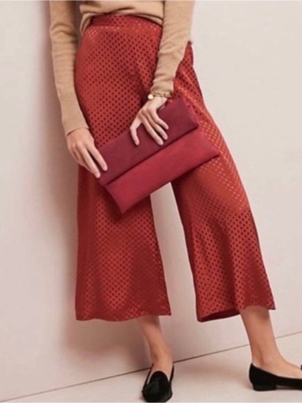 Dolan Holiday Rust Wide-Leg Polka Dot Pants